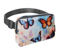 Riñonera para mujeres y hombres, riñonera para exteriores, riñonera delgada para correr, caminar, trotar, senderismo, viajes, entrenamiento, mariposa, amapola, lavanda, flor silvestre, multicolor,
