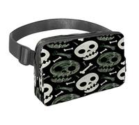 Riñonera para mujeres y hombres, riñonera para exteriores, riñonera delgada para correr, caminar, trotar, senderismo, viajes, entrenamiento, Halloween, calaveras y huesos espeluznantes, multicolor,