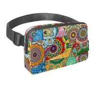 Riñonera para mujeres y hombres, riñonera para exteriores, riñonera delgada para correr, caminar, trotar, senderismo, viajes, entrenamiento, mandalas Mosiac, multicolor, 1.5x9.0x5.9in/4x23x15cm,