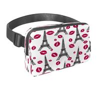 Riñonera para mujeres y hombres, riñonera para exteriores, riñonera delgada para correr, caminar, trotar, senderismo, viajes, entrenamiento, Torre Eiffel y besos, multicolor, 1.5x9.0x5.9in/4x23x15cm,