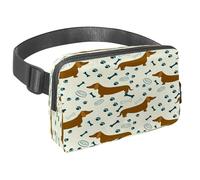 Riñonera para mujeres y hombres, riñonera para exteriores, riñonera delgada para correr, caminar, trotar, senderismo, viajes, entrenamiento, perros salchicha, huesos, huellas y cuencos, multicolor,