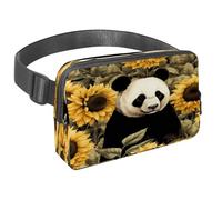 Riñonera para mujeres y hombres, riñonera para exteriores, riñonera delgada para correr, caminar, trotar, senderismo, viajes, entrenamiento, girasoles y panda tonto, multicolor,