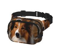 Riñonera para mujeres y hombres, riñonera Shetland Sheepdog, con correas ajustables, bolsa de pecho, bolsa cruzada de viaje, color negro, talla única, Black, Talla única