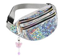 Riñonera para niña, mujer, niño con decoración de mariposa, riñonera multicolor, riñonera para mujer, elegante, riñonera para niños, niñas, niños, festivales, hipbag, Con purpurina.