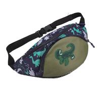 Riñonera para Niño Niña Dinosaurio Verde, Bolso de Pecho Ajustable | Lona, Oxford y PVC, 1 Pieza, para Snacks y Objetos Pequeños, Salidas Diarias o Visitas