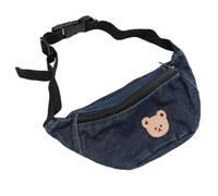 Riñonera para niños, bolsa de cintura para niños, bolsa de lona pequeña con cremallera fresca, botón ajustable, patrón de oso para la vida diaria para niños (azul oscuro), Azul oscuro