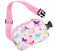 Riñonera para niños con cintura ajustable de 51 a 90 cm, riñonera con múltiples compartimentos, bolsa deportiva para niños, bolsa de corredor, regalos para niños, unicornio, 51-90 cm