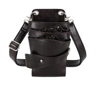 RiñOnera Para PeluqueríA Bolsa profesional for tijeras de peluquería, de 8 bolsillos, color negro, con pinzas for tijeras, funda for peluquería, estuche for cinturón(Black brown)