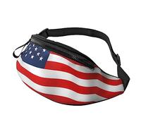Riñonera patriótica de la bandera americana para correr, senderismo, viajes, entrenamiento, pasear al perro, deportes, pesca, riñonera, Black, Talla única