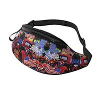 Riñonera patriótica del 4 de julio con diseño de camión rojo viejo para correr, senderismo, viajes, entrenamiento, pasear al perro, deportes, pesca, riñonera, Black, Talla única