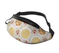 Riñonera Patrón De Comida De Pasta Unisex Riñonera Militar Hombre Ajustable,Casual Bumbag para Camping Bici Entrenamiento 14X35Cm