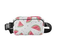 Riñonera pequeña con correa ajustable, cinturón de pecho de moda, estampado de sandías, acuarela, mujeres, hombres, adolescentes, para viajes, vacaciones, correr, Acuarela con patrón de sandías, 1