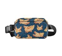 Riñonera pequeña con correa ajustable, elegante bolsa de viaje esencial de cerdos voladores en un cielo azul oscuro, mujeres, hombres, adolescentes, para viajes, correr, senderismo, Flying Pigs In A