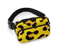Riñonera pequeña con decoración de Moda, Bolso de Cintura portátil con Correa Ajustable para Mujer y Hombre, Piel de Animal, Estampado de Leopardo y Guepardo, Color Amarillo.