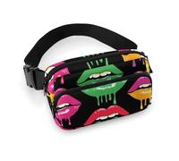 Riñonera pequeña con decoración de Moda para Hombre, con Correa Ajustable, Ideal para el día a día, LGBT, Gay, Homosexual, Lesbiana, Labios arcoíris, Orgullo.