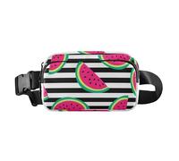 Riñonera pequeña con diseño de sandías y frutas para hombres y mujeres, con correa ajustable para viajes, compras, correr, Fruta de rayas de sandía, 1 Size