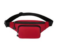 Riñonera pequeña cruzada a la moda, práctica bolsa de pecho con correa ajustable para correr, senderismo, Color rojo
