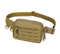 Riñonera pequeña para hombres y mujeres, estilo militar, con sistema Molle, resistente al agua y correa ajustable para correr, senderismo, festivales, gimnasio, Marrón, S, Táctica