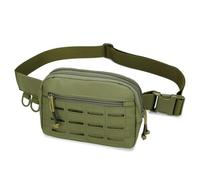Riñonera pequeña para hombres y mujeres, estilo militar, con sistema Molle, resistente al agua y correa ajustable para correr, senderismo, festivales, gimnasio, Verde, S, Táctica