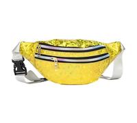 Riñonera Plateada con Lentejuelas for Mujer, riñonera Dorada Brillante, Bolso for el Pecho for Hombre, riñonera for Correr, Bolsillo Impermeable, Bolso de Viaje Deportivo(Gold)