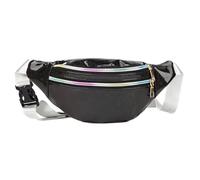 Riñonera Plateada con Lentejuelas for Mujer, riñonera Dorada Brillante, Bolso for el Pecho for Hombre, riñonera for Correr, Bolsillo Impermeable, Bolso de Viaje Deportivo(Black)