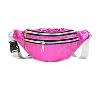 Riñonera Plateada con Lentejuelas for Mujer, riñonera Dorada Brillante, Bolso for el Pecho for Hombre, riñonera for Correr, Bolsillo Impermeable, Bolso de Viaje Deportivo(Rose Red)
