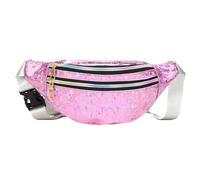 Riñonera Plateada con Lentejuelas for Mujer, riñonera Dorada Brillante, Bolso for el Pecho for Hombre, riñonera for Correr, Bolsillo Impermeable, Bolso de Viaje Deportivo(Pink)