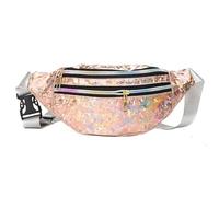 Riñonera Plateada con Lentejuelas for Mujer, riñonera Dorada Brillante, Bolso for el Pecho for Hombre, riñonera for Correr, Bolsillo Impermeable, Bolso de Viaje Deportivo(Beige)