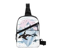 Riñonera plegable con diseño de ballena de acuarela para hombres y mujeres, resistente al agua, riñonera de mar iceberg, mochila cruzada para viajes, senderismo, deportes