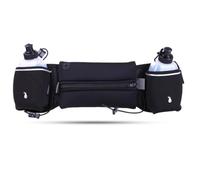 Riñonera Portátil para Correr, Cinturón Deportivo, Accesorios, con Porta Botella, Impermeable, con Cierre Cremallera, Correa Ajustable y Reflectante, Trae Dos Botellas de Agua de 175ml*2
