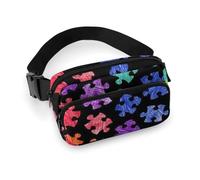 Riñonera portátil para Mujer, riñonera de Moda, Paquete pequeño con Correa Ajustable para Correr, Senderismo, Entrenamiento, Viajes, Compatible con patrón Colorido de concienciación sobre el Autismo