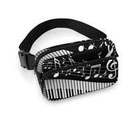 Riñonera portátil para mujer, riñonera de moda, paquete pequeño con correa ajustable para correr, senderismo, entrenamiento, viajes, compatible con teclas de piano blancas con notas musicales, color n