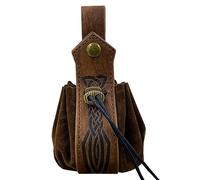Riñonera portátil vintage medieval con cordón, bolsa de dados, bolsa de cuero, monedero, riñonera, bolsa portátil ligera y portátil para uso diario, Patrón de espada marrón