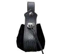 Riñonera portátil vintage medieval con cordón para cosplay, bolsa de dados de cuero, monedero, riñonera, bolsa portátil ligera y portátil para uso diario, Patrón de espada negra