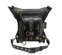 Riñonera punk con ojales para mujer, de piel sintética, casual, para mujer, estilo steampunk