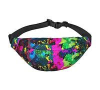 Riñonera Rainbow of Neon Paint Splatter para correr, senderismo, viajes, riñonera de moda con cinturón ajustable, Black, Talla única, Cinturón de dinero