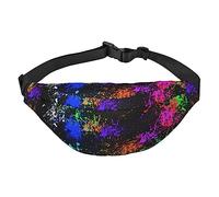 Riñonera Rainbow of Neon Paint Splatters para hombres y mujeres, cinturón ajustable, riñonera para rave, bolsa de viaje, Black, Talla única, Cinturón de dinero