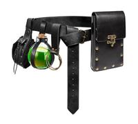 Riñonera renacentista, monedero, falda, conjunto de senderismo, disfraz de festival medieval, accesorios de Halloween, riñonera casual, Bolsa y botella, color negro, Riñonera renacentista