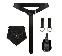 Riñonera renacentista, monedero, medieval, vintage, con anillas, cinturones de cuero, falda de senderismo, soporte para teléfono steampunk, disfraz renacentista, accesorios para mujer, black