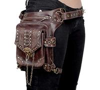 Riñonera renacentista, riñonera medieval de piel sintética, bolsa steampunk, impermeable, a la moda, gótica, steampunk, para Halloween, cosplay, niñas, mujeres y hombres Flavas, marrón claro, 1