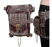 Riñonera renacentista | Riñonera medieval de piel sintética | Bolsa steampunk impermeable, riñonera gótica de moda para viajes, senderismo, niñas, mujeres, hombres Anulely, marrón claro, 1