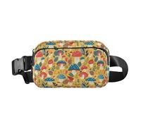 Riñonera resistente al agua de Mardi Gra con lirio francés con correa ajustable para entrenamiento, correr, senderismo, Fairytale - Setas y caracoles retro del bosque, 1 Size
