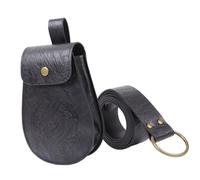 Riñonera resistente al desgaste, estilo medieval, juego de 2 piezas con soporte para teléfono, bolsa para senderismo, festivales, bolsa de cintura esencial diaria, Black, Talla única, Mass Beauty