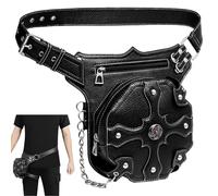 Riñonera retro de 25 cm, estilo steampunk, gótica, de piel, estilo vintage, bolso para moto, moderno, para mujeres, niñas, viajes, festivales, uso diario