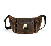 Riñonera retro para hombre, piel de vacuno de grano superior, bolsa cruzada ligera para teléfono para deportes y al aire libre, Brown, Talla única