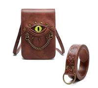 Riñonera retro steampunk, bolsa cruzada de cuero con remaches, mini riñonera, estilo gótico, ojo de dragón, vintage, para hombres y mujeres, marrón rojizo, Steampunk, retro