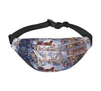 Riñonera, riñonera cruzada, bolsa de cinturón para viajes, correr, para hombres y mujeres, cascada de montaña, Feliz Navidad., Talla única, Mochila casual