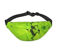 Riñonera, riñonera cruzada, bolsa de cinturón para viajes, correr, para hombres y mujeres, cascada de montaña, Hojas de rana, Talla única, Mochila casual