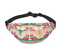 Riñonera, riñonera cruzada, bolsa de cinturón para viajes, correr, para hombres y mujeres, cascada de montaña, Dos flamencos, Talla única, Mochila casual