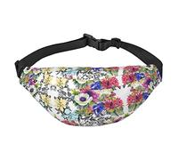 Riñonera, riñonera cruzada, bolsa de cinturón para viajes, correr, para hombres y mujeres, cascada de montaña, Flores Pájaros Hojas Ramas, Talla única, Mochila casual